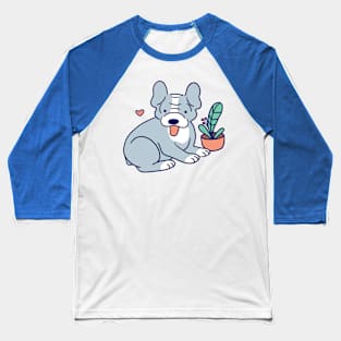 Blue French Bulldog Baseball T-Shirt